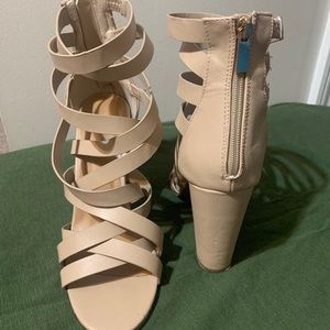 Tan strappy heels
